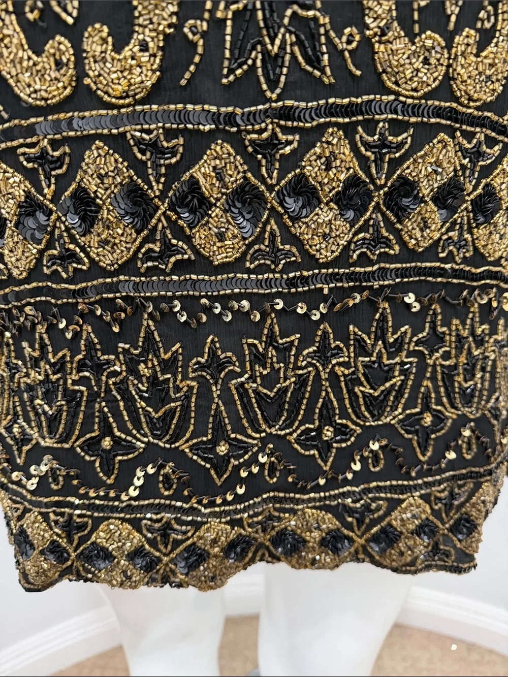 HI FASHIONS of California Vintage Beaded Black Gold Sequin Evening Jacket 3X